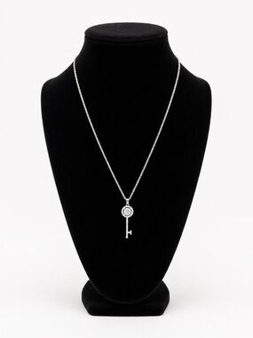 1 CTW Moissanite Key Pendant Necklace | 18K White Gold Plated | GRA Certified